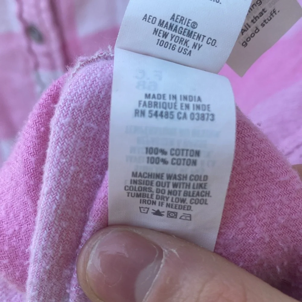 Aerie Pink and White Plaid Shirt - Picture 3 of 4